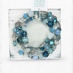 4994. AB Stretch Blue and Silver Beaded Bracelet